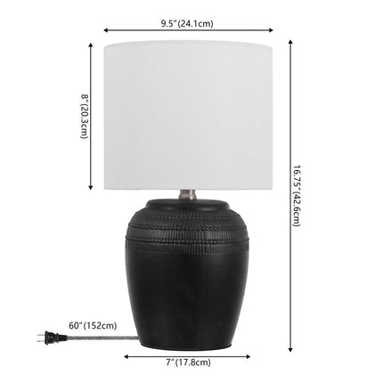Set of Two 17" Clear Gourd Table Lamps LED With Drum Shades