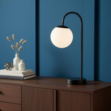 18" Black Globe Arched Lamp With Globe