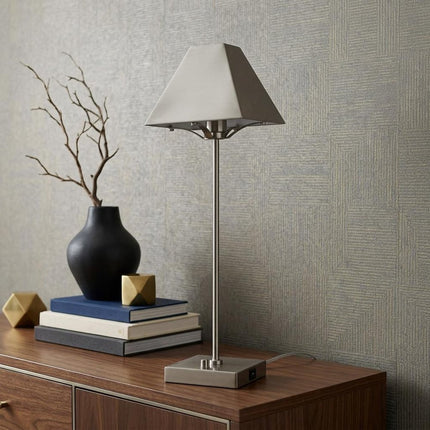 25" Nickel Table Lamp With Novelty Shade