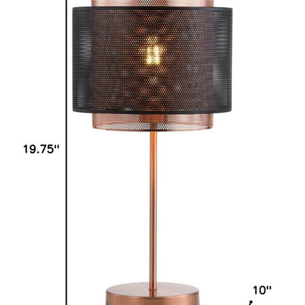 20" Copper Table Lamp With Cylinder Shade