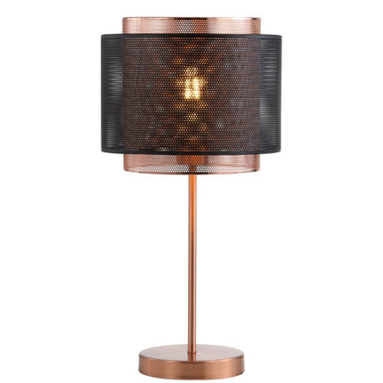 20" Copper Table Lamp With Cylinder Shade
