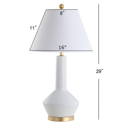 29" White And Gold Urn Table Lamp With Empire Shade