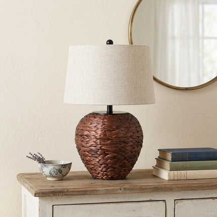 25" Clear Urn Table Lamp With Globe Shade