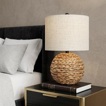 22" Clear Round Table Lamp LED With Drum Shade