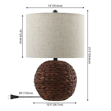 22" Clear Round Table Lamp With Drum Shade