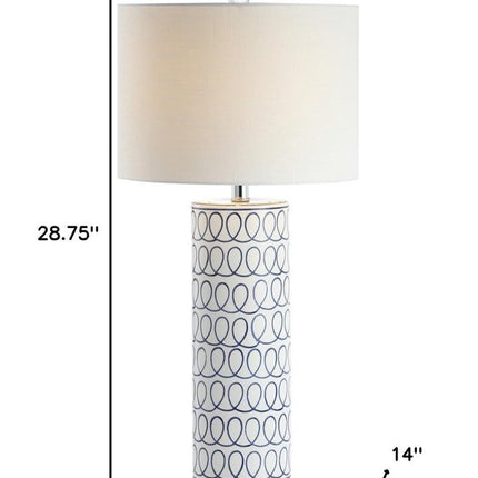 29" White Table Lamp LED With Drum Shade