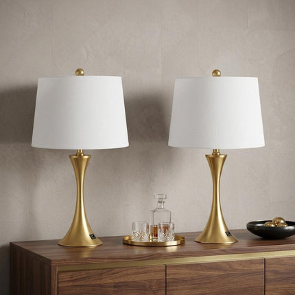 Set of Two 23" Clear Novelty Table Lamps With Empire Shades