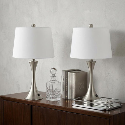 Set of Two 23" Clear Novelty Table Lamps With Empire Shades