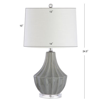 25" Gray And Clear Novelty Table Lamp With Drum Shade