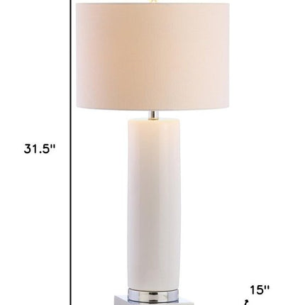 32" Silver Novelty Table Lamp LED With Drum Shade