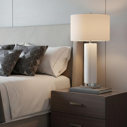 32" Silver Novelty Table Lamp LED With Drum Shade