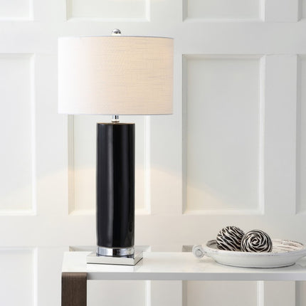 32" Silver Table Lamp With Drum Shade