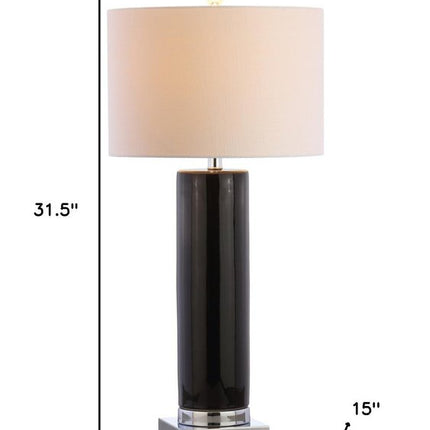 32" Silver Table Lamp With Drum Shade