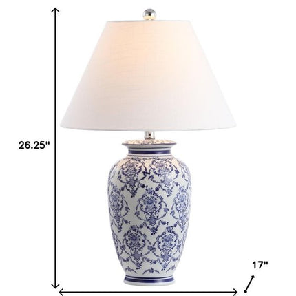 26" White Novelty Table Lamp With Globe Shade