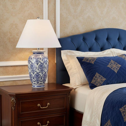 26" White Novelty Table Lamp With Globe Shade