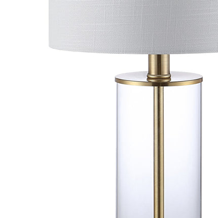 Set of Two 21" Gold USB Table Lamps With Drum Shades