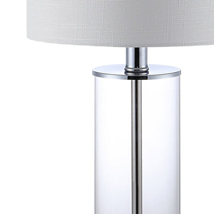 Set of Two 21" Silver USB Table Lamps With Drum Shades