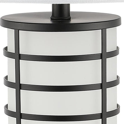 27" Black USB Table Lamp With Drum Shade
