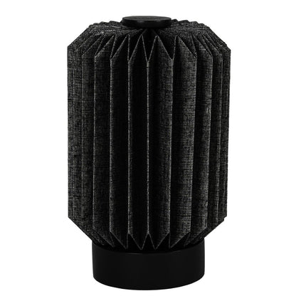 9" Black Geometric Bedside Lamp With Cylinder Shade