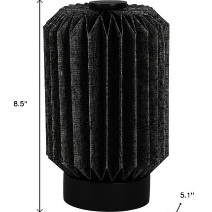 9" Black Geometric Bedside Lamp With Cylinder Shade