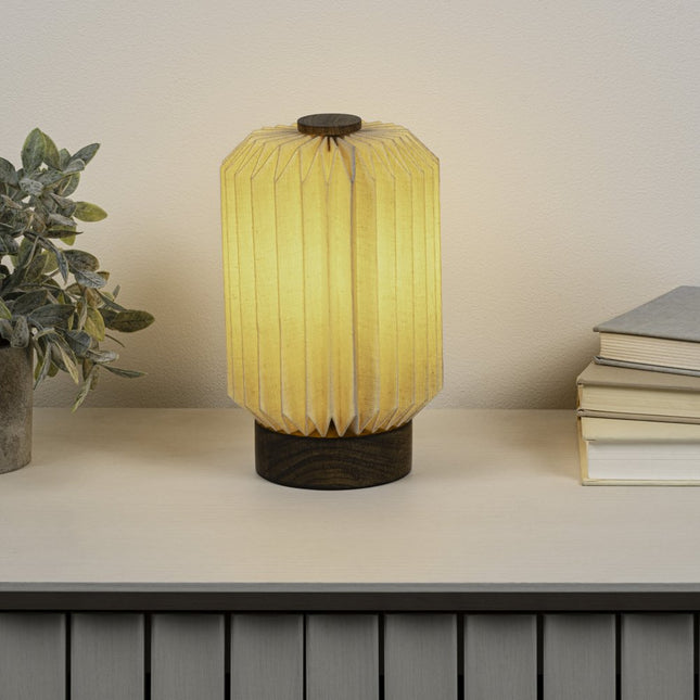 9" Natural Geometric Table Lamp LED With Cylinder Shade