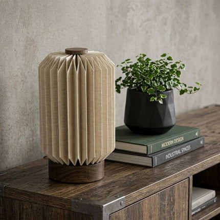 9" Natural Geometric Table Lamp LED With Cylinder Shade