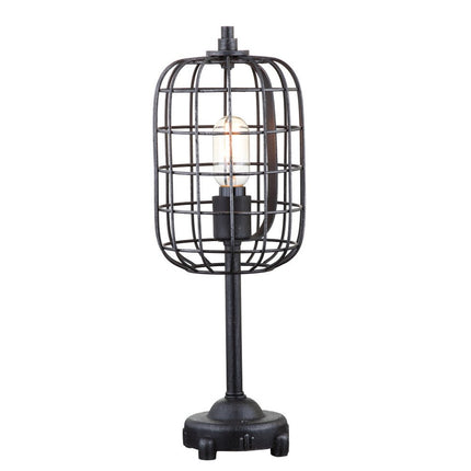 20" Black Geometric Novelty Table Lamp With Drum Shade