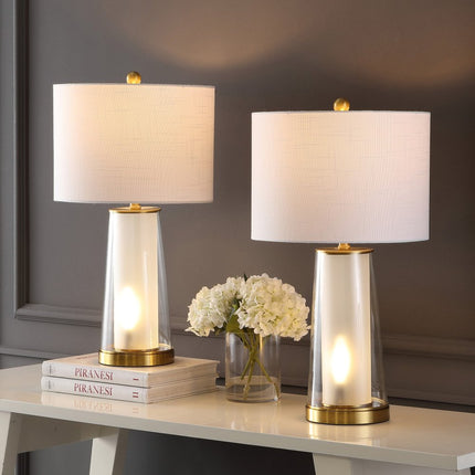 Set of Two 26" Gold Lighthouse Table Lamps With Drum Shades
