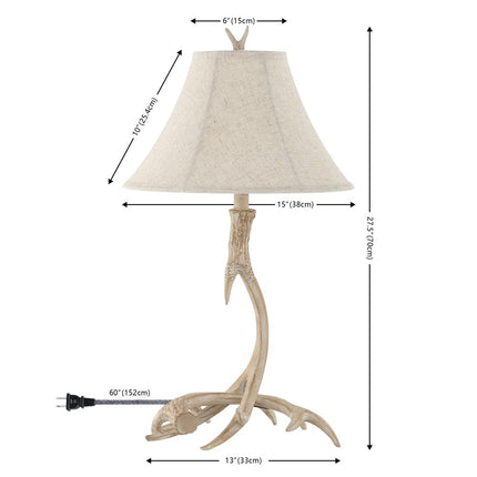 28" Beige Antlers Table Lamp With Bell Shade