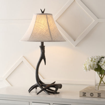 28" Black Antlers Table Lamp With Bell Shade