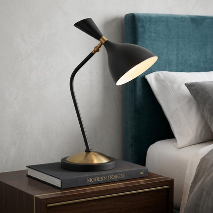 22" Black Table Lamp LED With Bell Shade