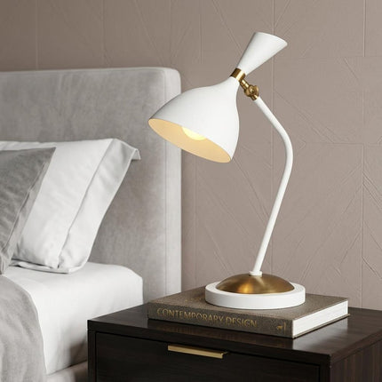 22" White Table Lamp LED With Bell Shade