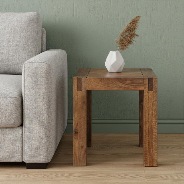 24" Brown Solid Wood Square End Table