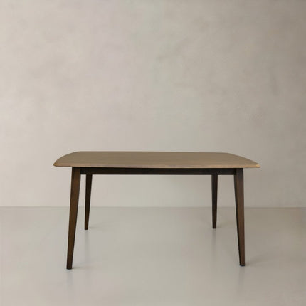 59" Walnut and Black Solid Wood Dining Table