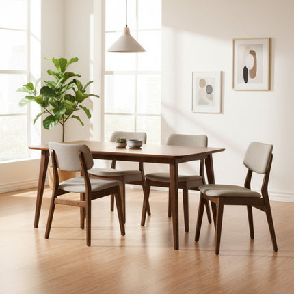59" Walnut and Black Solid Wood Dining Table