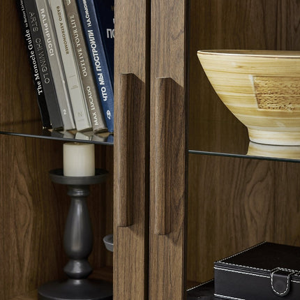 67" Brown Wood Oval Accent Cabinet With Two Doors