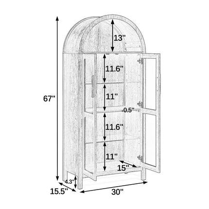 67" Brown Wood Oval Accent Cabinet With Two Doors