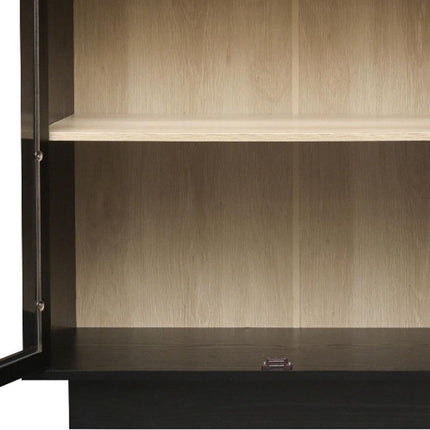 59" Black Wood Accent Cabinet With Four Doors