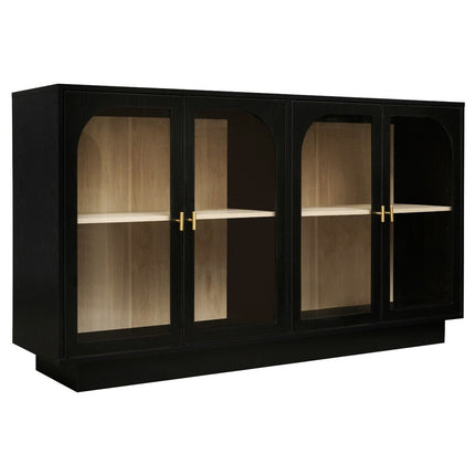 59" Black Wood Accent Cabinet With Four Doors