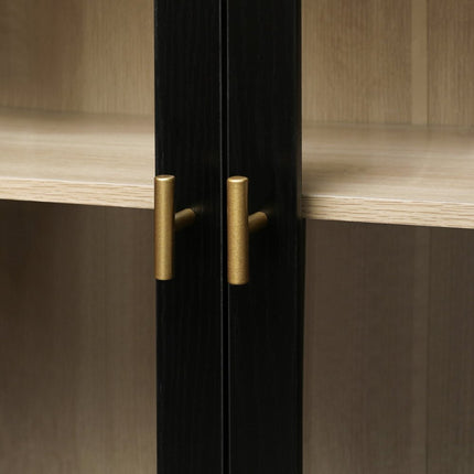 59" Black Wood Accent Cabinet With Four Doors