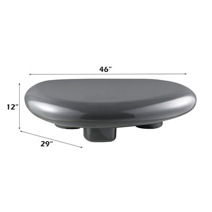46" Gray Wood and Steel Oval Coffee Table