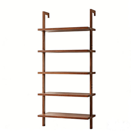 71" Light Brown Wood Adjustable Five Tier Etagere Bookcase