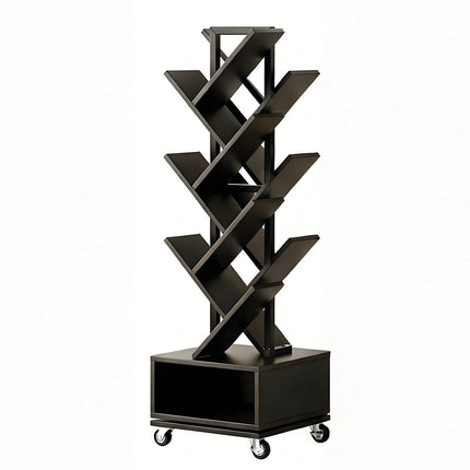 48" Black Wood Sixteen Tier Etagere Bookcase