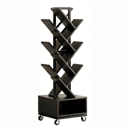 48" Black Wood Sixteen Tier Etagere Bookcase