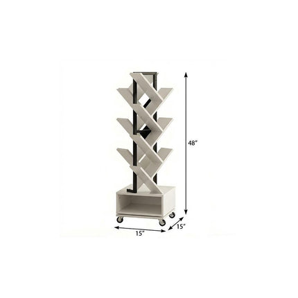 48" White Wood Sixteen Tier Etagere Bookcase