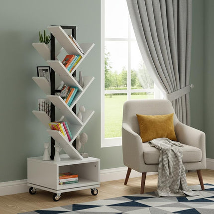 48" White Wood Sixteen Tier Etagere Bookcase