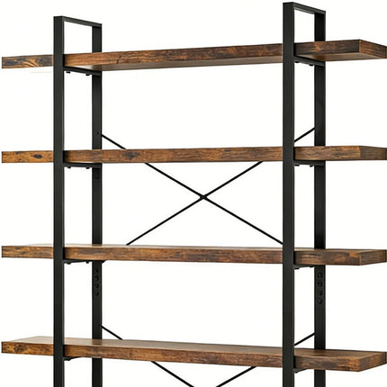 80" Brown Wood Six Tier Etagere Bookcase
