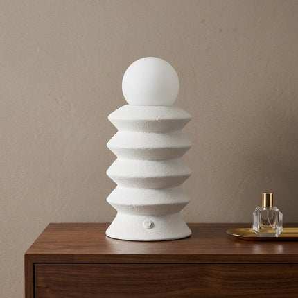 Set of Two 13" Clear Geometric Table Lamps With Globe Shades