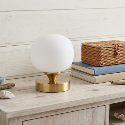 6" Gold Novelty USB Table Lamp With Globe Shade