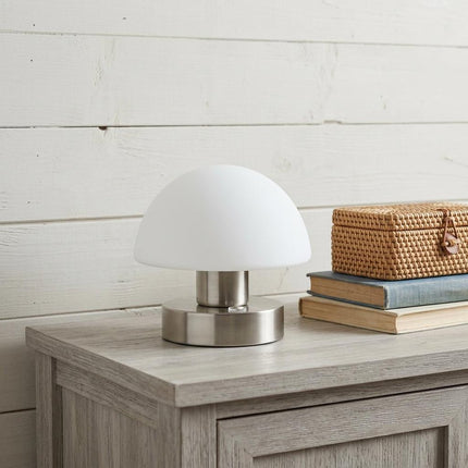 6" Nickel Novelty USB Table Lamp With Dome Shade